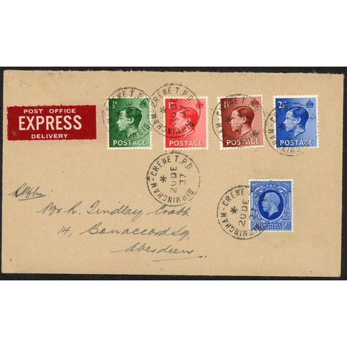 174 - SHREWSBURY, CREWE, LIVERPOOL, ETC. T.P.O.s INC. EXPRESS MAIL: 1856-1948 collection on leaves inc. ve... 