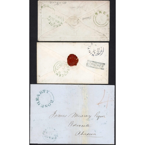 1753 - ABERDEENSHIRE SCOTS LOCAL NAMESTAMP COVERS: 1841-58 small, mainly fine accumulation inc. 1849 EL rat... 