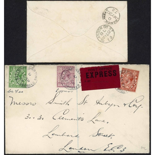 189 - SOUTH SCOTLAND - GALLOWAY, GREENOCK, CARLISLE-AYR T.P.O.s: 1871-1939 study on leaves inc. 1871 ½d PC... 