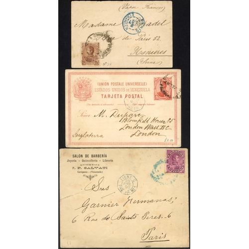 233 - VENEZUELA: 1878-1960 with 1878 EL Caracas to Bordeaux endorsed By German Packet via St Nazaire with ... 