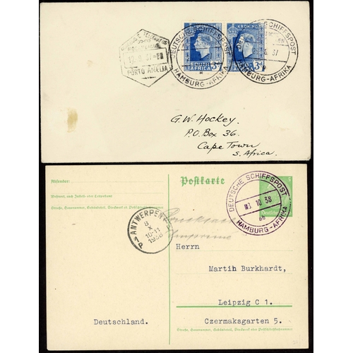 242 - GERMAN WEST AFRICA LINE: 1890-1938 selection inc. 1890 env. (faults) to Leipzig with 10pf+5pf tied b... 