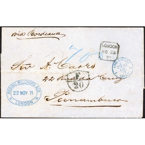 275 - BRAZIL/FRANCE - UNPAID COVER TO PERNAMBUCO 