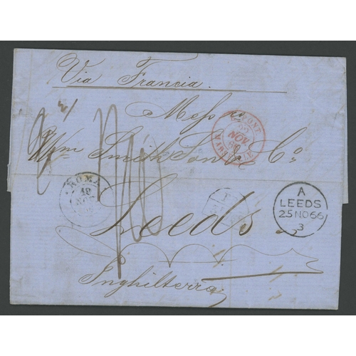 287 - ITALY (PAPAL STATES) - UNDERPAID GROUP TO G.B. WITH TOMBSTONE 