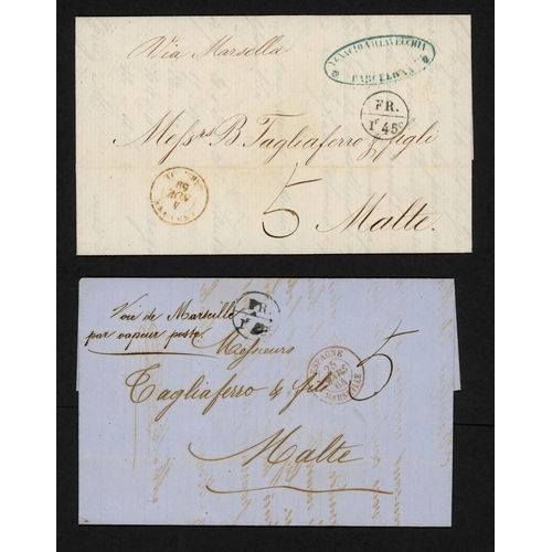 292 - MALTA/SPAIN - TWO UNPAID COVERS TO MALTA 