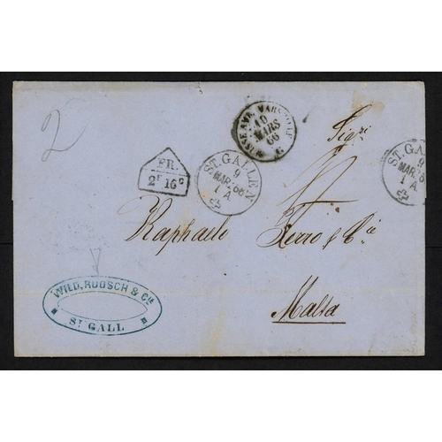 293 - MALTA/VENICE/SWITZERLAND - THREE UNPAID COVERS TO MALTA WITH 