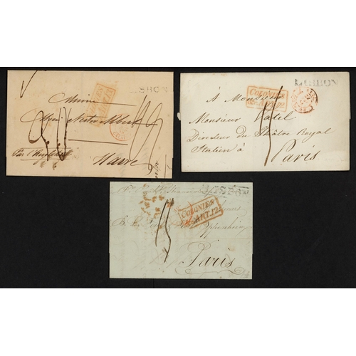 296 - PORTUGAL/FRANCE - THREE UNPAID COVERS TO FRANCE WITH BOXED 