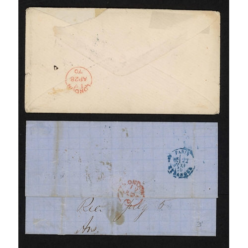 310 - U.S.A./FRANCE/ITALY - TWO UNPAID COVERS TO U.S.A. VIA LONDON WITH SCARCE BLUE 