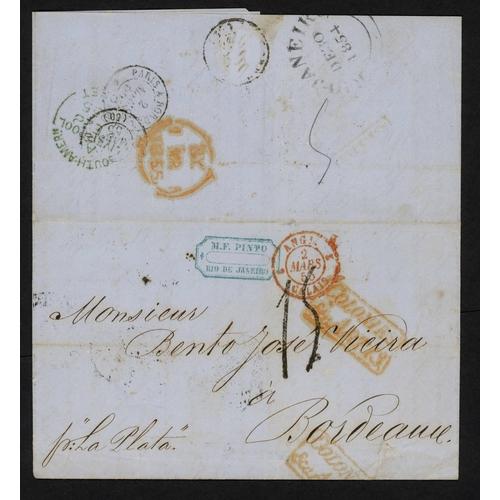 334 - BRAZIL/G.B./FRANCE - UNPAID COVER TO BORDEAUX WITH 