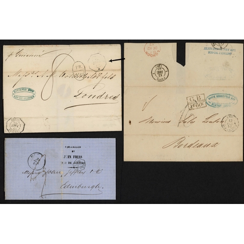 335 - BRAZIL - UNPAID COVERS TO G.B. & FRANCE WITH OVAL 