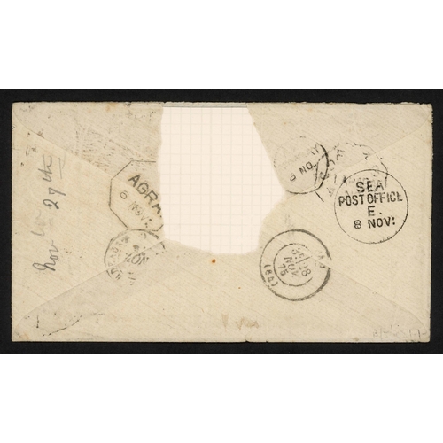 373 - INDIA/FRANCE - UNDERPAID COVER TO PAU VIA AGRA & BOMBAY WITH LARGER DIAMOND TYPE 