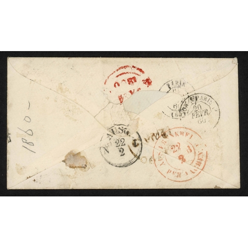 384 - INDIA/PRUSSIA - 'UNPAID' COVER TO BONN WITH 