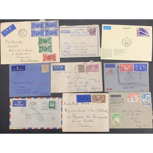 406 - ASSORTMENT G.B. & EMPIRE: small box with a range of airmail covers from and to UK, largely KGV to ea... 