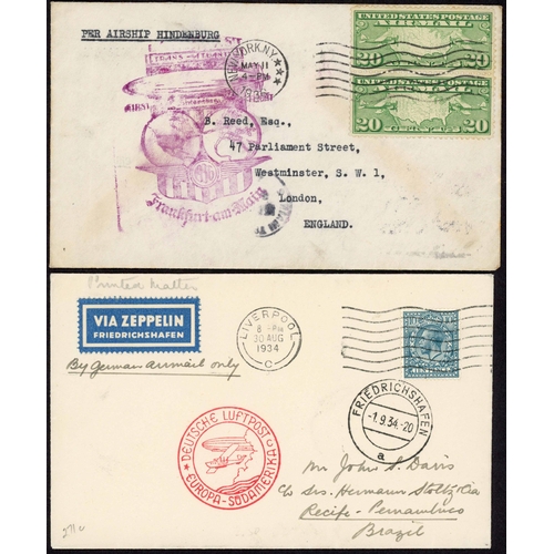 411 - 1928-36 TRANSATLANTIC FLIGHTS INC. GRAF ZEPPELIN AND HINDENBURG: Small group inc. 28 Oct. 1928 card ... 