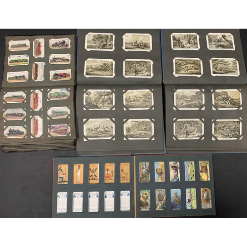 415 - FOUR OLD CIGARETTE CARD ALBUMS containing mainly Wills & Players cards. c.19 sets, mostly complete. ... 