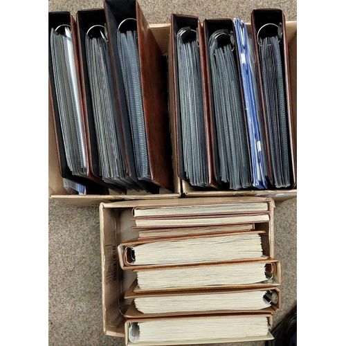 5 - WORLDWIDE A-Z, AUSTRALIA, & BRIDGE THEMATIC COLLECTIONS: Three cartons housing 13 binders & stock bo... 