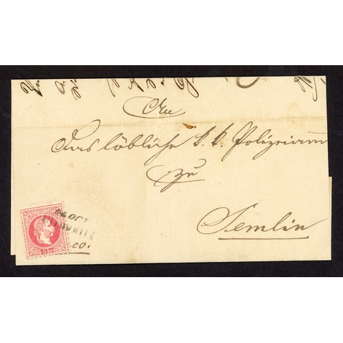 547 - SREM REGION LOCAL MAIL; Range on annotated leaves inc. 1852 EL to Tittel franked 3kr and tied by sup... 