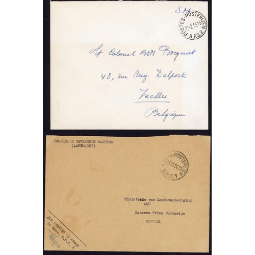 568 - BELGIAN MILITARY POST IN POST WWII GERMANY: Binder housing a 1946-1952 collection of cards, covers a... 