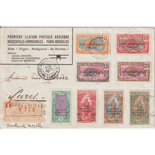 714 - A.E.F. AIRMAIL TO FRANCE 1929-45: Range of flown covers from Congo, Gabon & Oubangui-Chari to mainla... 