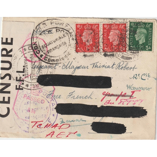 719 - A.E.F. WWII FREE FRENCH CENSORED MAIL: 2 volumes containing 1941-43 UK covers to undercover addresse... 