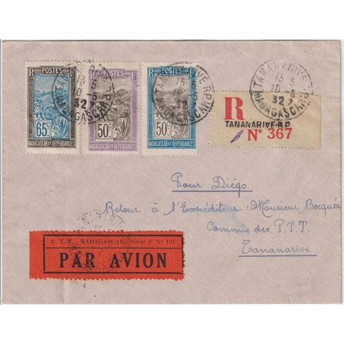 755 - MADAGASCAR - INTERNAL AIRMAIL: 1925-39 range housed in 2 albums  fascinating collection with many s... 