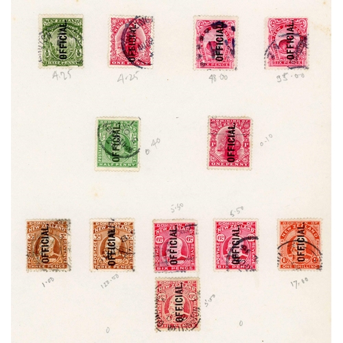 940 - 1908-22 OFFICIALS MINT & USED GROUP: Range on old album leaves, mint inc. 6d Kiwi (2), KEVII 3d & 1/... 