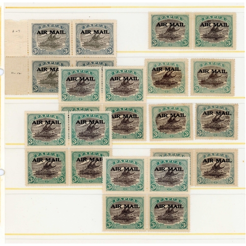 976 - 1929-30 LAKATOI AIR MAIL ACCUMULATION: Three stock sheets with a mostly mint accumulation of the 3d ... 