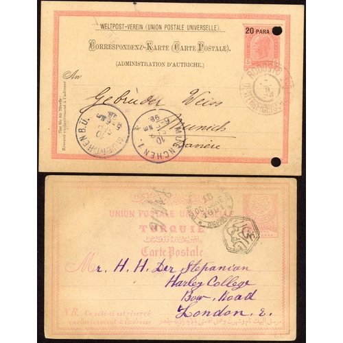 209 - RODOSTO (TEKIRDAG) TURKEY MAILS: 1891-1913 selection with 1898 5k Austrian PC (filing punch holes cl... 