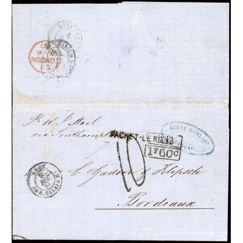 213 - ACCOUNTANCY HS ON GERMAN, USA, SWEDISH, VENEZUELA MAILS ETC: 1863-67 group with 1863 env (faults) Tr... 