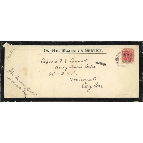 247 - CEYLON: 1854-1952 with 1854 env to London with boxed Too Late for the / STEAMER of (27 May /54) hs a... 