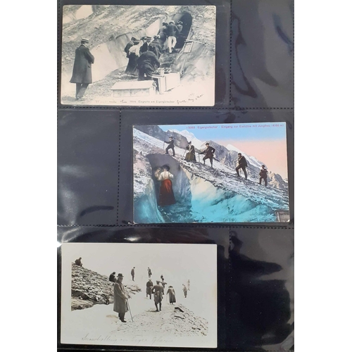 1040 - BERNESE ALPS AND EIGER DISTRICT PPCs, WITH CLIMBERS: Two binders containing a range of cards mainly ... 