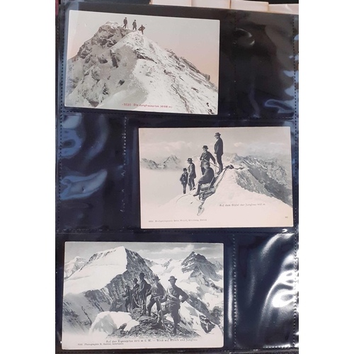 1040 - BERNESE ALPS AND EIGER DISTRICT PPCs, WITH CLIMBERS: Two binders containing a range of cards mainly ... 