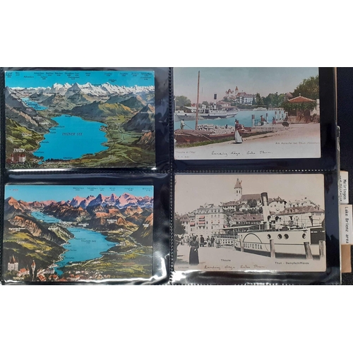 1041 - MAINLY EARLY PICTURE POSTCARDS OF THE AREA OF INTERLAKEN, LAKE THUN, LAKE BRIENZ, ETC.: Two folders ... 