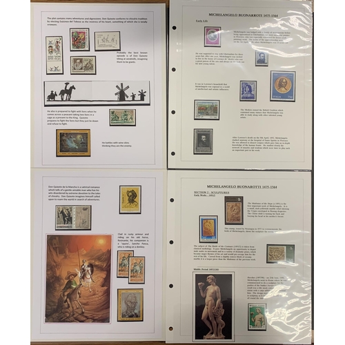 113 - MICHELANGELO & WRITERS: Two completely separate thematic collections on presentation pages. 'Writers... 