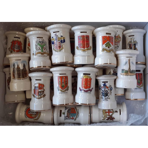 419 - CRESTED PORCELAIN/CHINA PILLAR BOX MODELS - LONDON: A remarkable collection of decorative china item... 