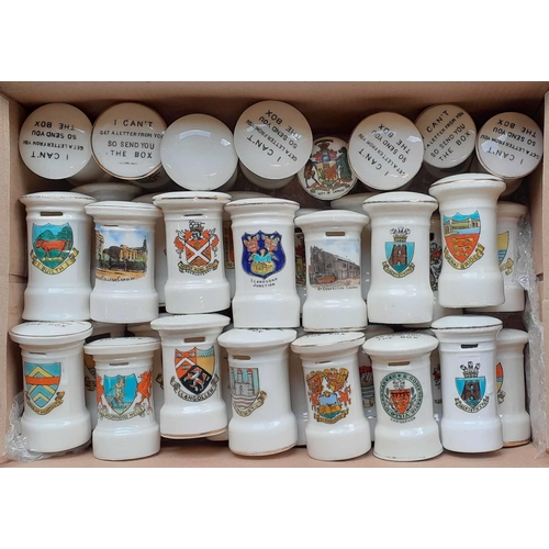 420 - CRESTED PORCELAIN/CHINA PILLAR BOX MODELS - WALES: A remarkable collection of decorative china items... 