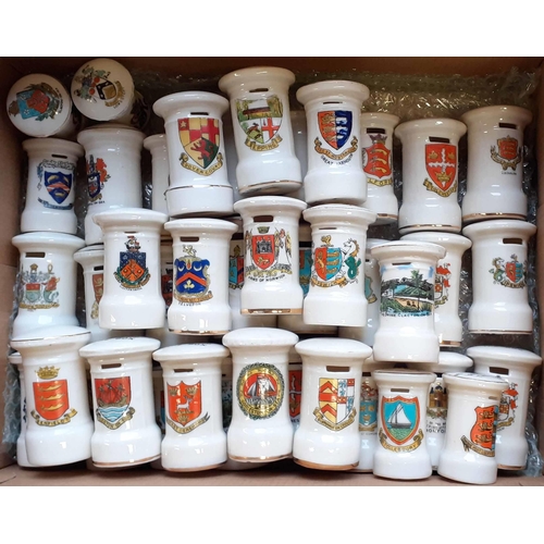 429 - CRESTED PORCELAIN/CHINA PILLAR BOX MODELS - ESSEX/SUFFOLK/NORFOLK: A remarkable collection of decora... 