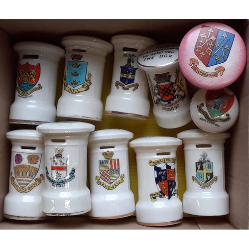 430 - CRESTED PORCELAIN/CHINA PILLAR BOX MODELS - EAST MIDLANDS & EAST COAST: A remarkable collection of d... 