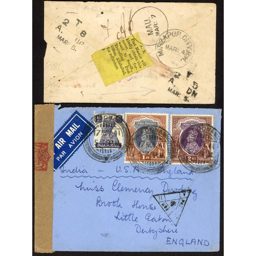 844 - INDIA POSTAL HISTORY MIX - T.P.O.s, WWI/II (INC P.O.W. MAIL), INSTRUCTIONAL MARKS, POSTAGE DUE MARKS... 