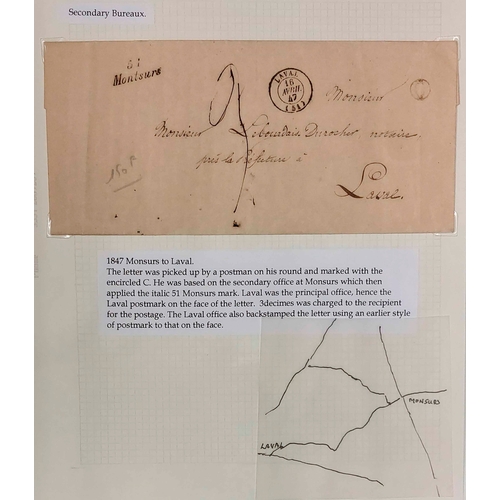 677 - CURSIVE HAND-STAMPS: 1829-54 study of secondary office (bureaux de distribution) cancellations, most... 