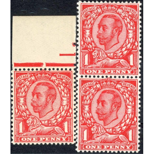 1571 - 1912 DOWNEY HEAD MULTIPLE CYPHER WATERMARK DIE 2: 1d unmounted mint vertical pair, the upper stamp w... 