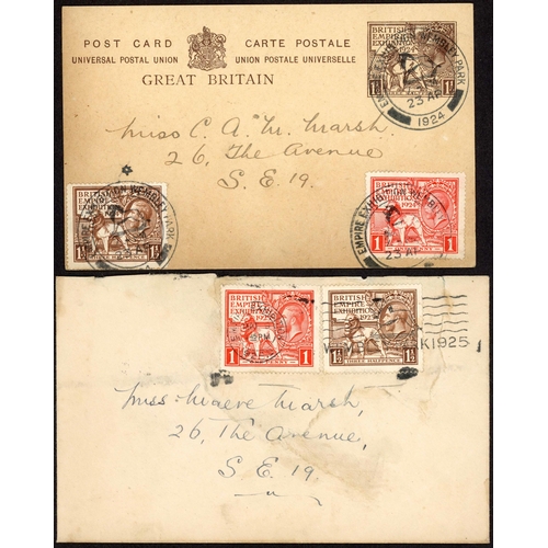 1587 - 1924 & 1925 WEMBLEY EXHIBITION FIRST DAY ITEMS: 23 April 1924 1½d B.E.E. postcard uprated with exhib... 