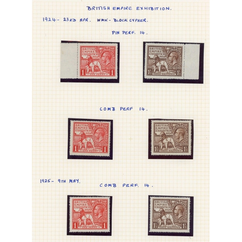 1588 - 1924 & 1925 WEMBLEY EXHIBITION: 1924 1d blocks of four (2, one from the upper right corner of the sh... 