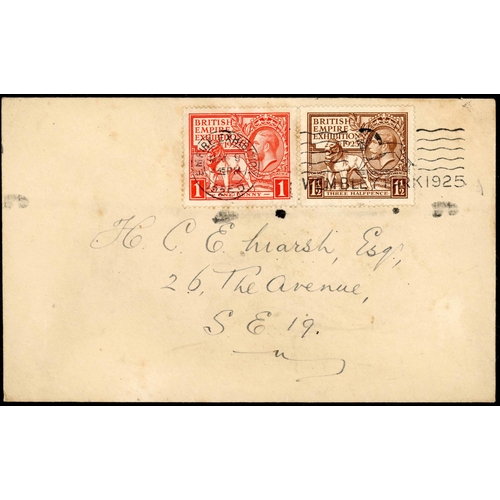 1589 - 1925 WEMBLEY F.D.C.: 9 May 1925 plain env. to London bearing 1925 Wembley 1d & 1½d with exhibition s... 