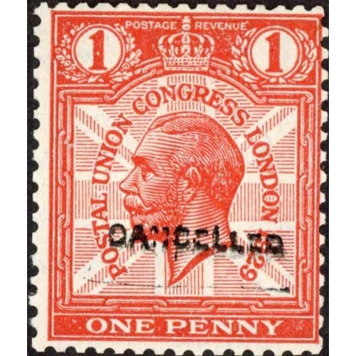 1593 - 1929 P.U.C. 1d scarlet with inverted wmk overprinted 