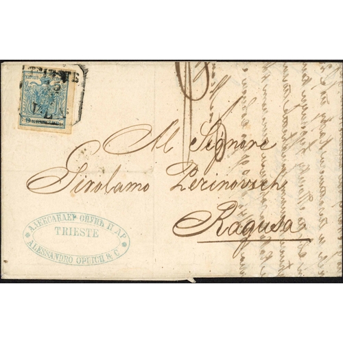 185 - EARLY HAND STAMPS - FORERUNNERS: 1853-1880 group inc. 1853 EL on Lloyd Austriaco headed paper Triest... 