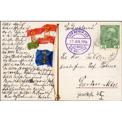 189 - AUSTRIAN MEDITERRANEAN CONNECTION: 1892-1914 with colourful 1901 Company PPC Flags of all Nations SS... 