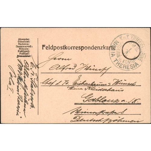 190 - AUSTRIA - WWI INC. HOSPITAL SHIPS, SHIP POSTCARDS ETC: 1915-18 group inc. 1917 env. to Feldpost 406 ... 