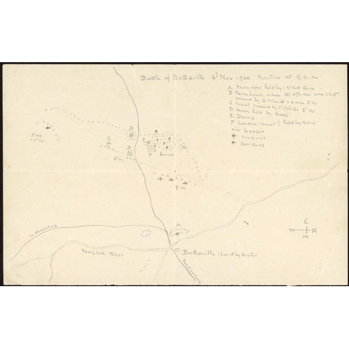 209 - 1900 BOER WAR BATTLE MAP: Pencil drawn map of the battle of Bothaville (Doornkraal) executed by eith... 