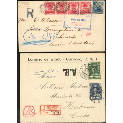 252 - SOUTH AMERICA - COLOMBIA/COSTA RICA/CUBA/CURACAO - COVERS, FORMS, ETC.: 1891-1951 collection inc. 18... 