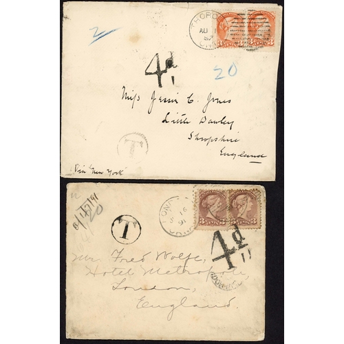 325 - LATER 19th TRANSATLANTIC UNDERPAID MAIL WITH U.P.U. PERIOD H.S. CHARGE OR A/C MARKS (OF B.N.A./G.B./... 